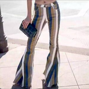 Saints & Hearts Striped Bell Bottoms size L